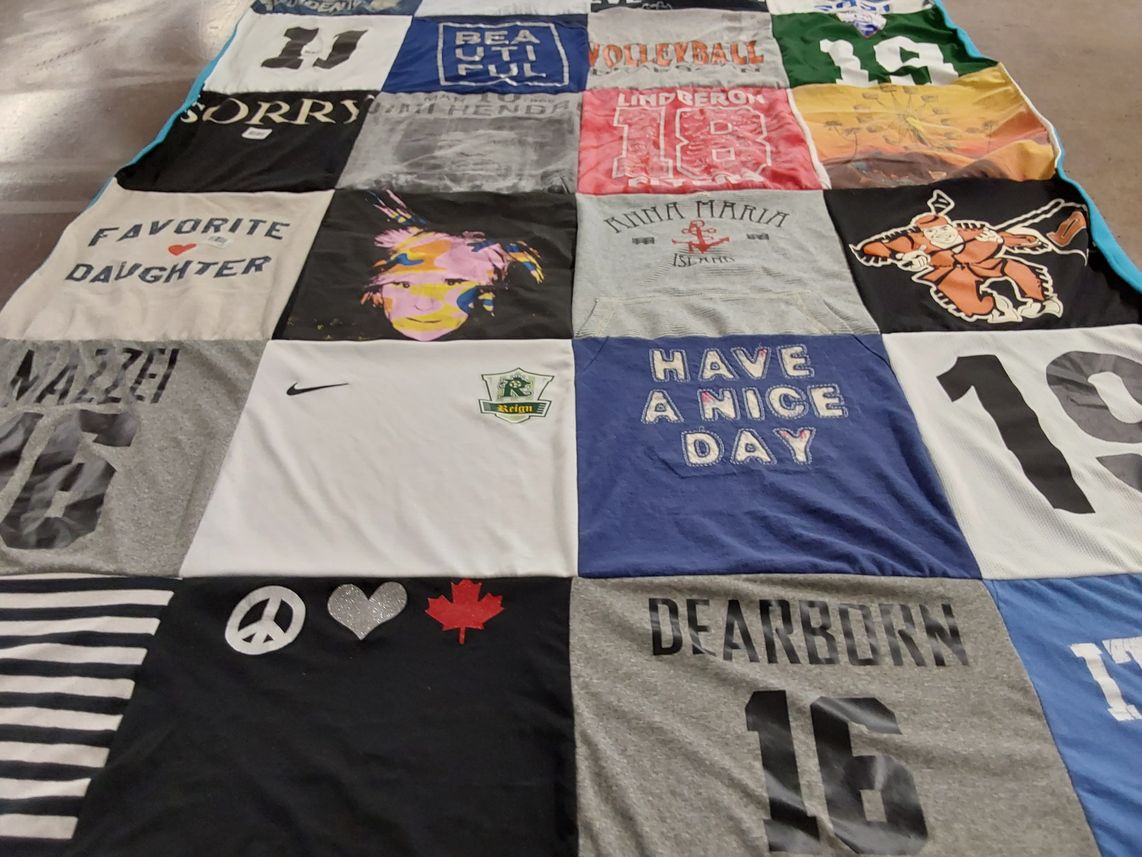 T-shirt quilt from lindbergh high school by Isabel from MI