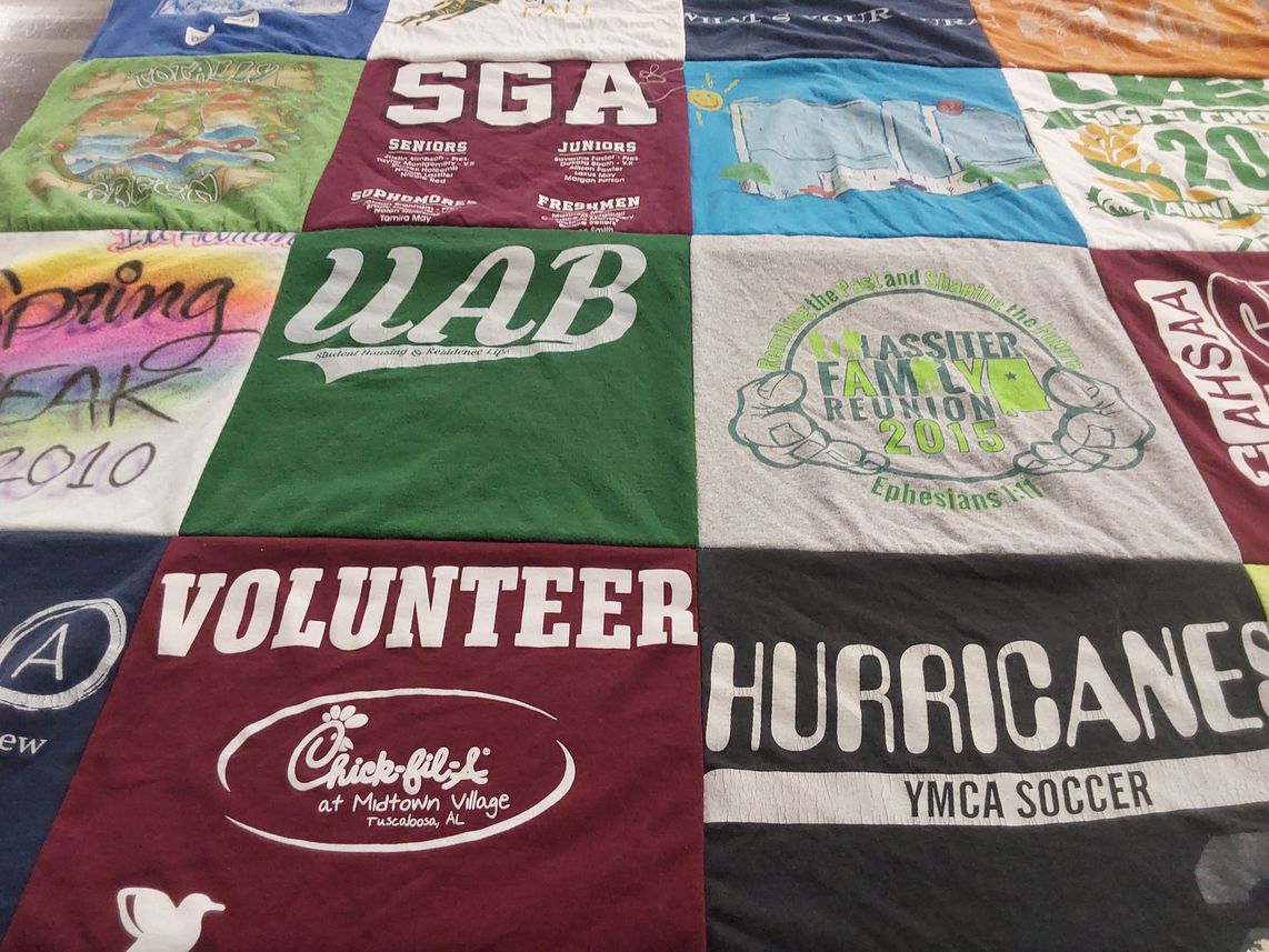 T-shirt quilt featuring hurricanes by Nicole from LA