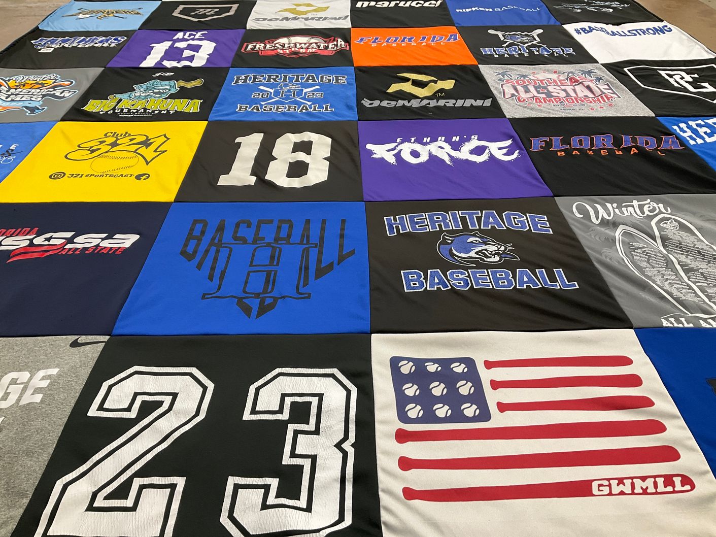T-shirt quilt featuring heritage high school baseball by Shauna from FL