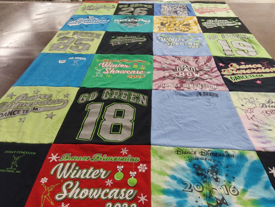 T-shirt quilt with dance themes by Jennifer from MA