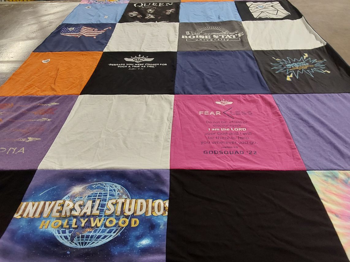 T-shirt quilt from boise state university by Henrietta from ID