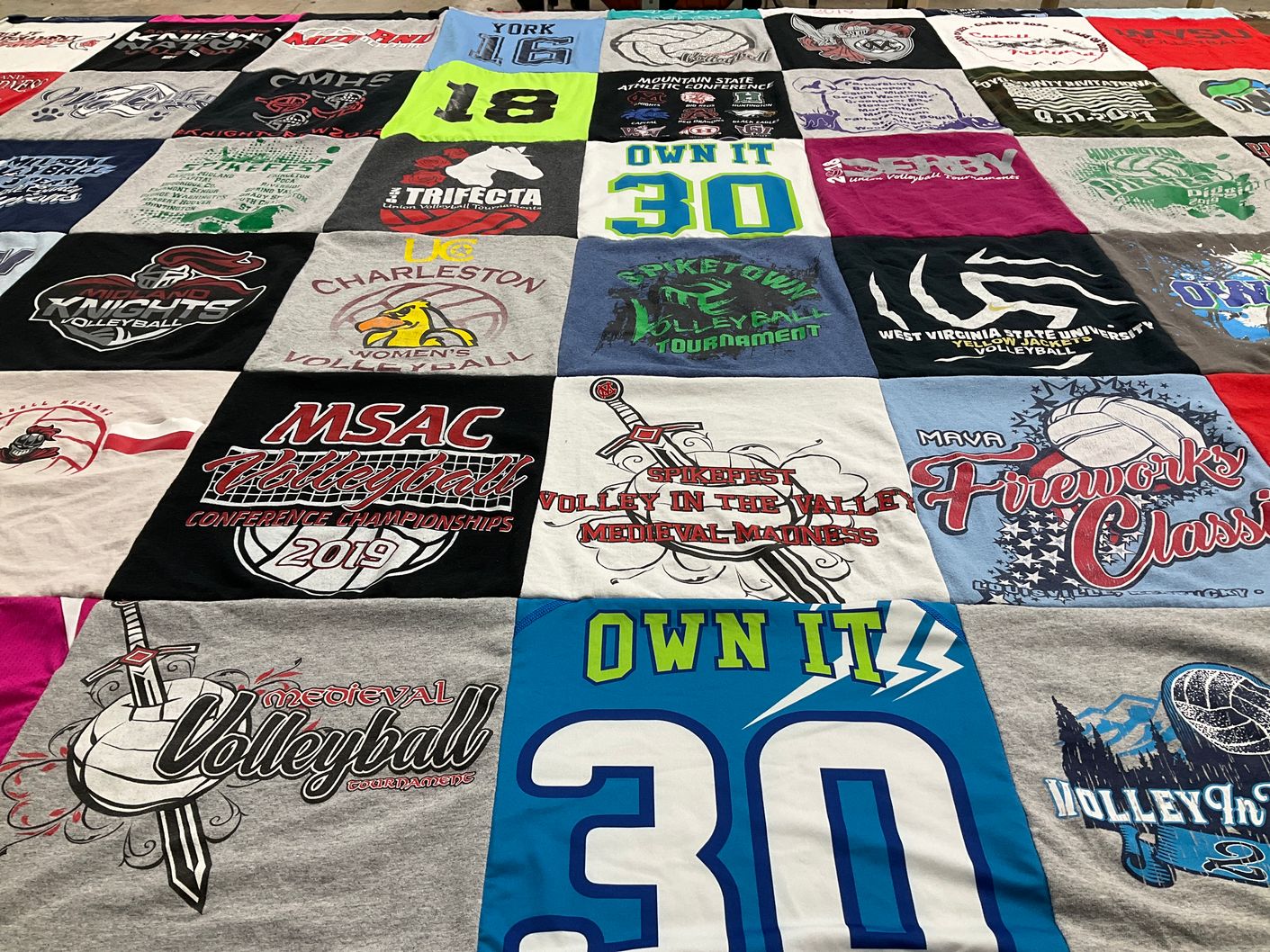 T-shirt quilt featuring knights volleyball, medieval volleyball by Dawn from WV