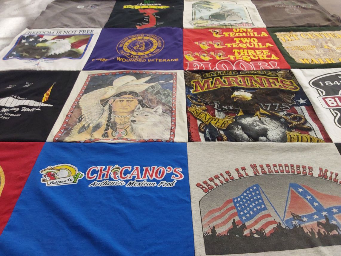 T-shirt quilt with veterans, military themes by Stephanie from VT