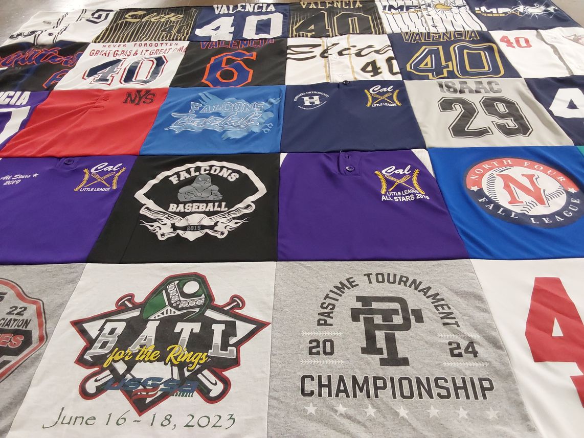 T-shirt quilt featuring falcons baseball by Holly from MI