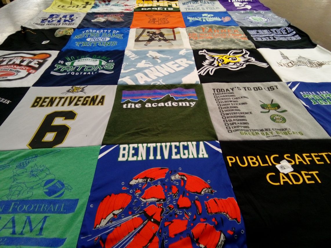 T-shirt quilt featuring notre dame tritons football by kristi from WI