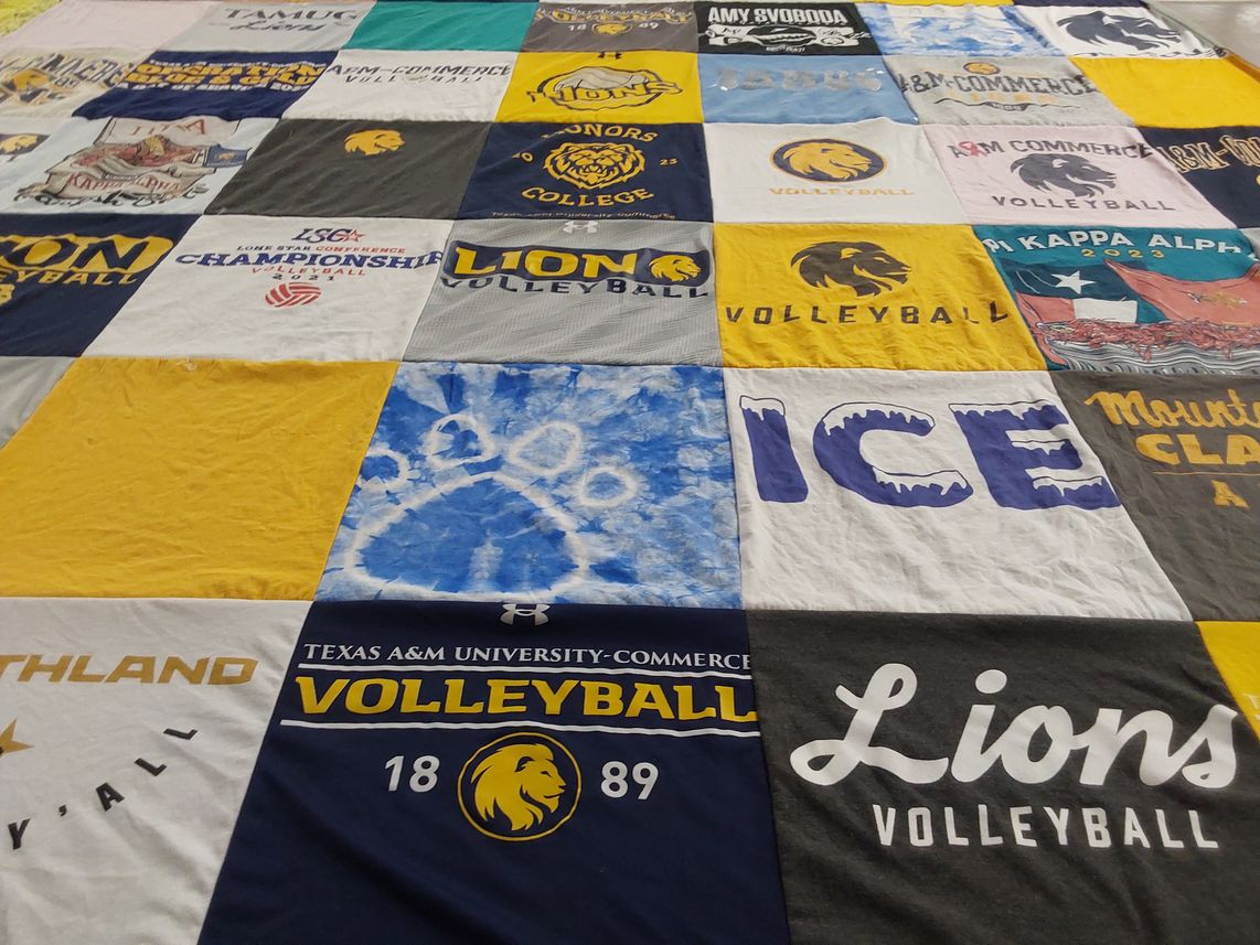 T-shirt quilt featuring lions volleyball by Brandi from TX