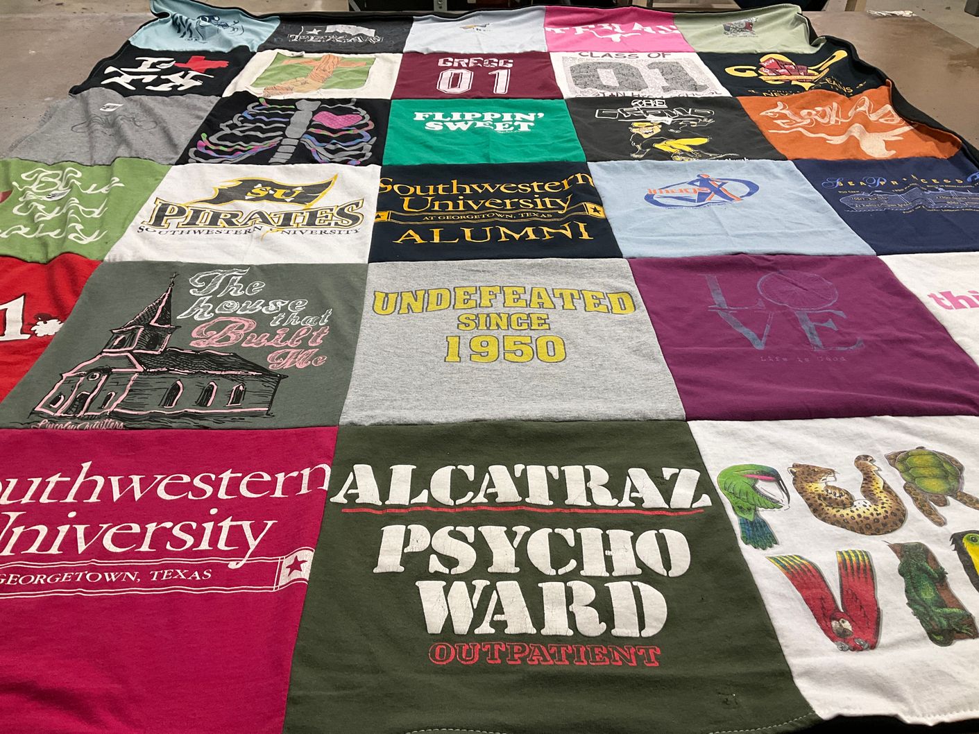 T-shirt quilt from southwestern university by Bethany from MO