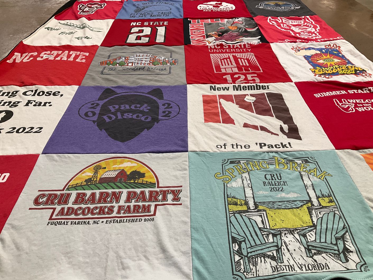T-shirt quilt featuring nc state university by SARA from NC