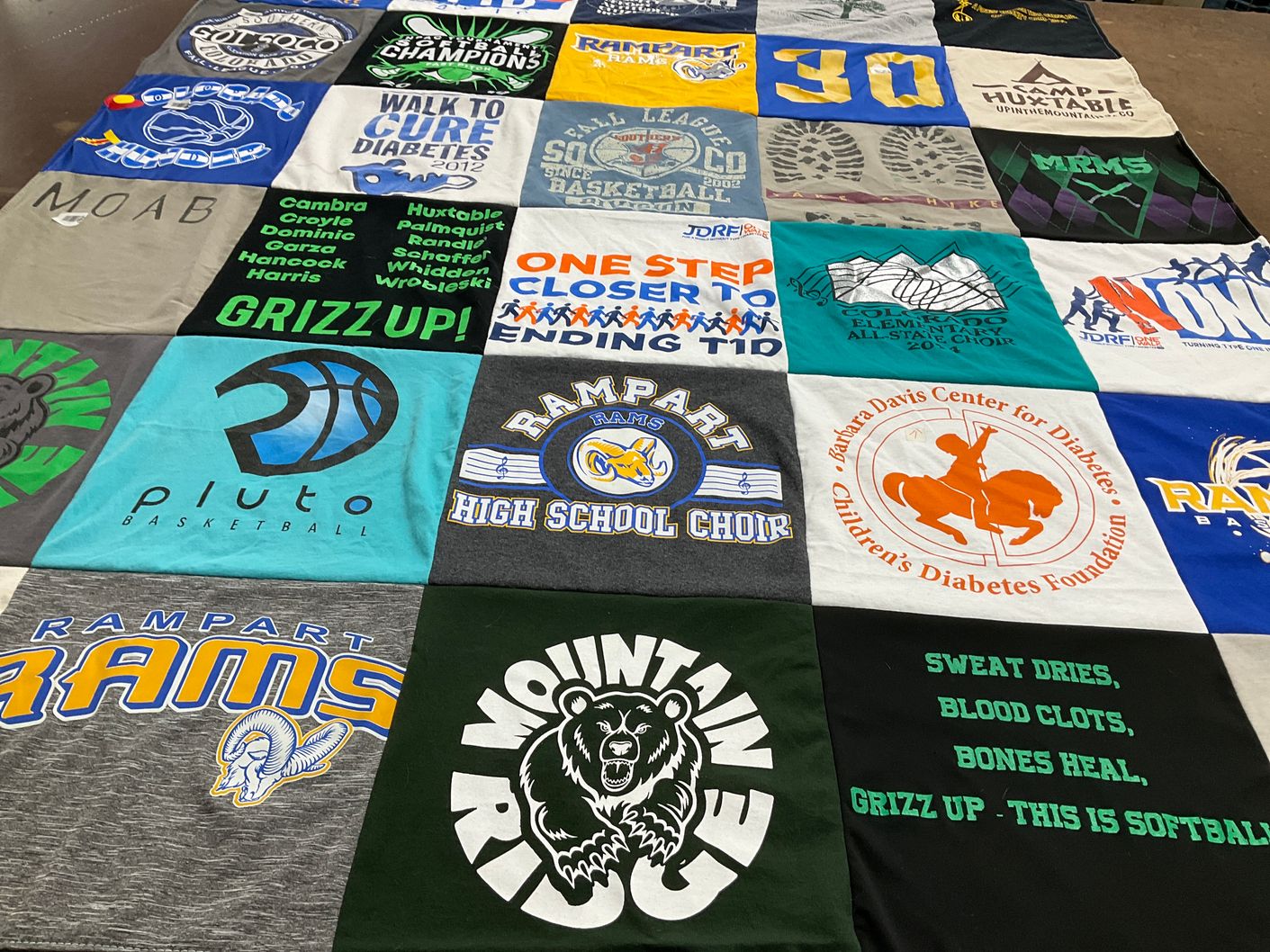 T-shirt quilt featuring rampart rams, mountain ridge by Leah from CO