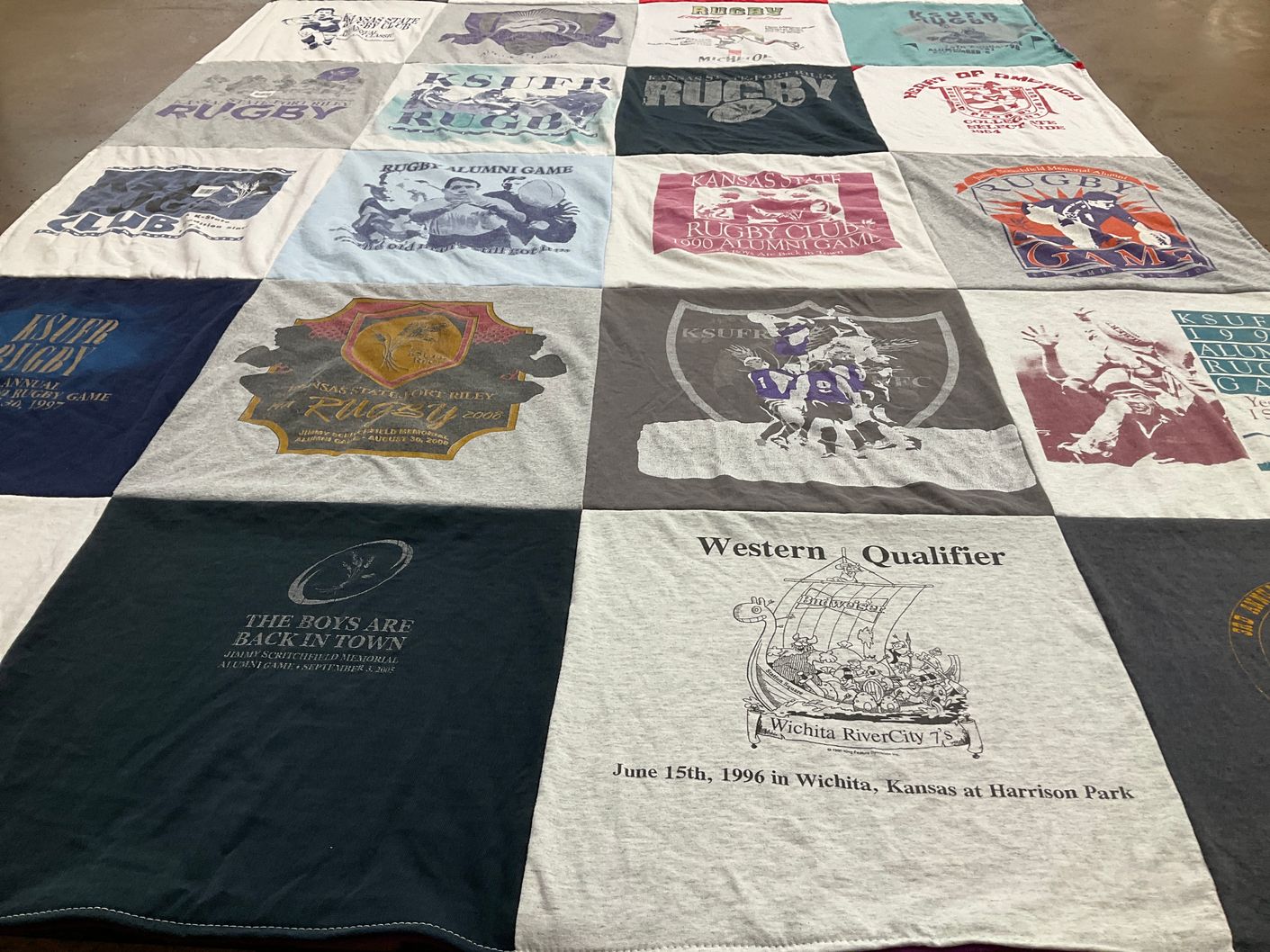 T-shirt quilt featuring kansas state university rugby club by Steve from KS