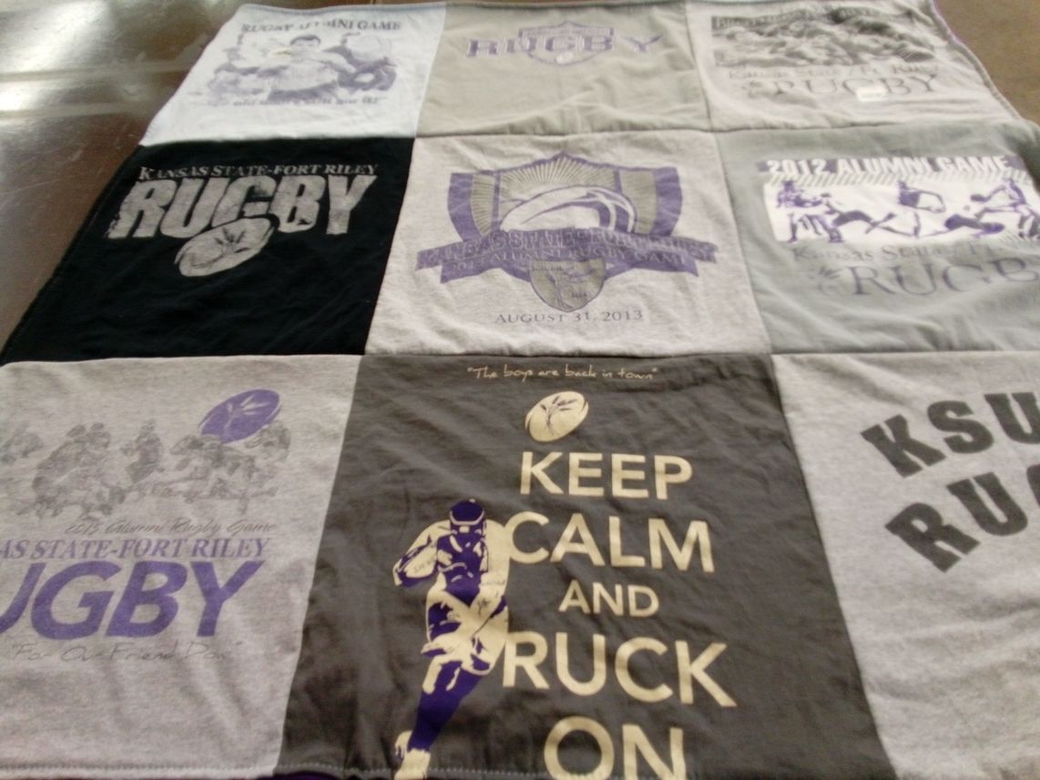 T-shirt quilt featuring kansas state rugby by Steve from KS