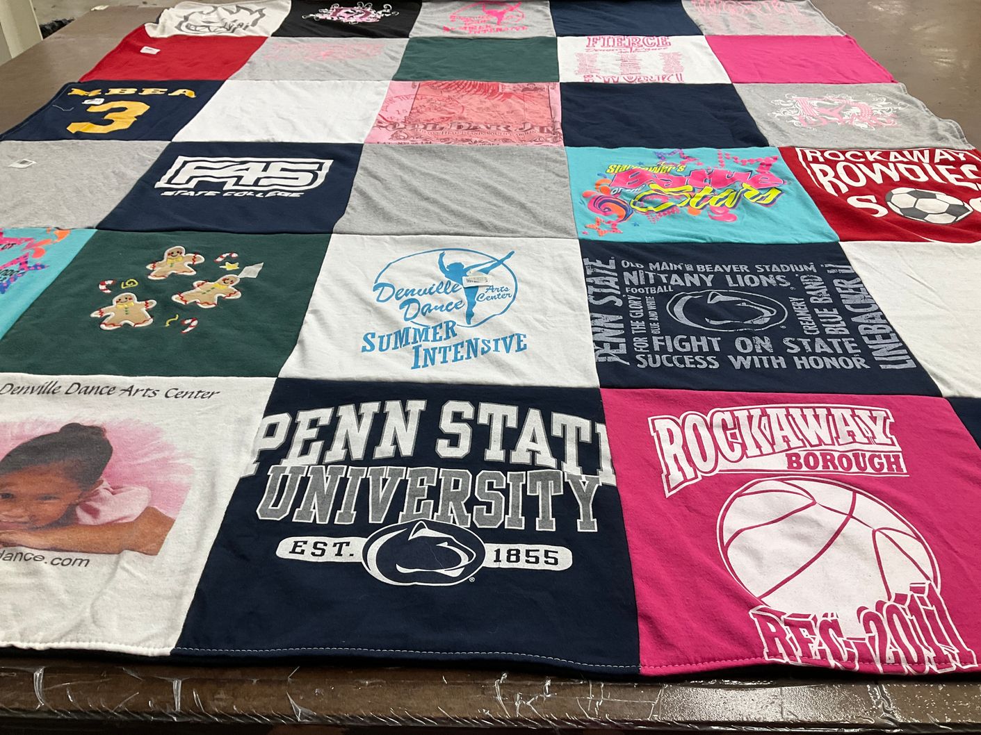 T-shirt quilt featuring nittany lions, rockaway borough recreational team by Lynnett from NJ