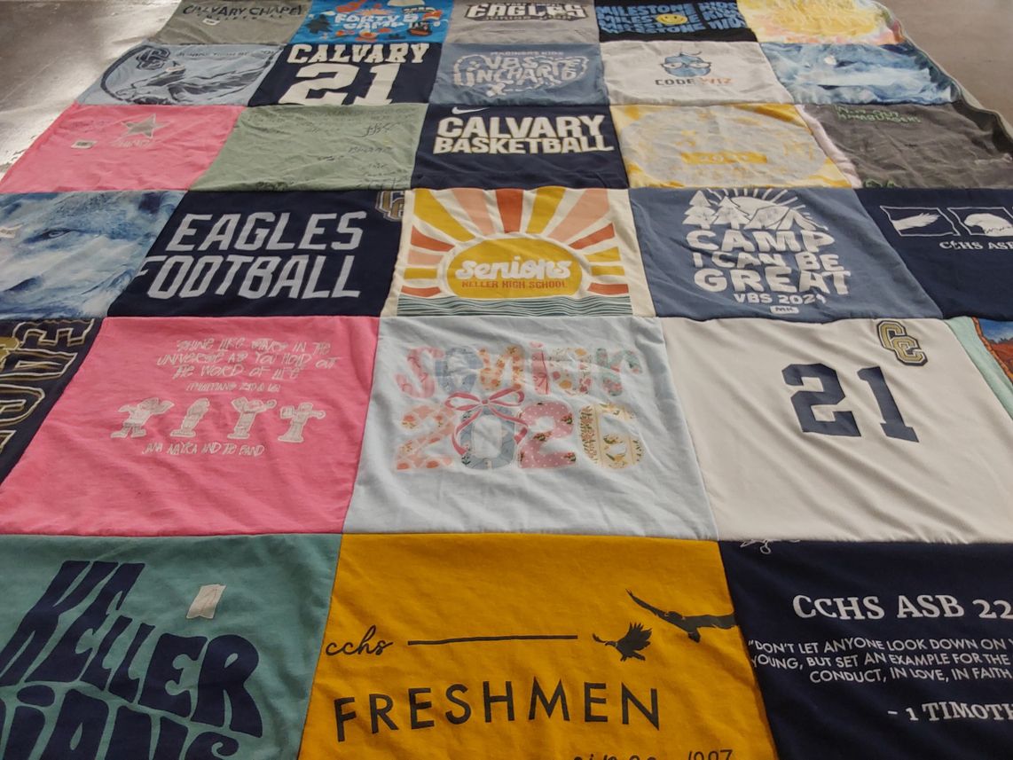 T-shirt quilt featuring keller indians, eagles football by Barbara from TX