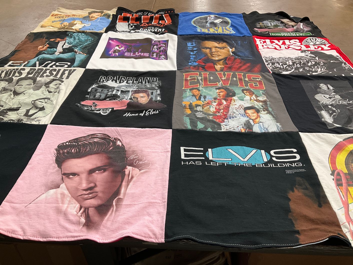 T-shirt quilt with music, rock and roll themes by Ashley from MT