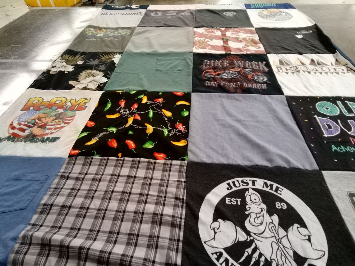 T-shirt quilt with beach, maritime themes by Lorraine from NY