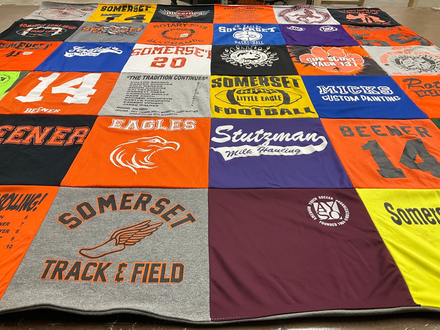 T-shirt quilt featuring somerset eagles football by Ashley from PA