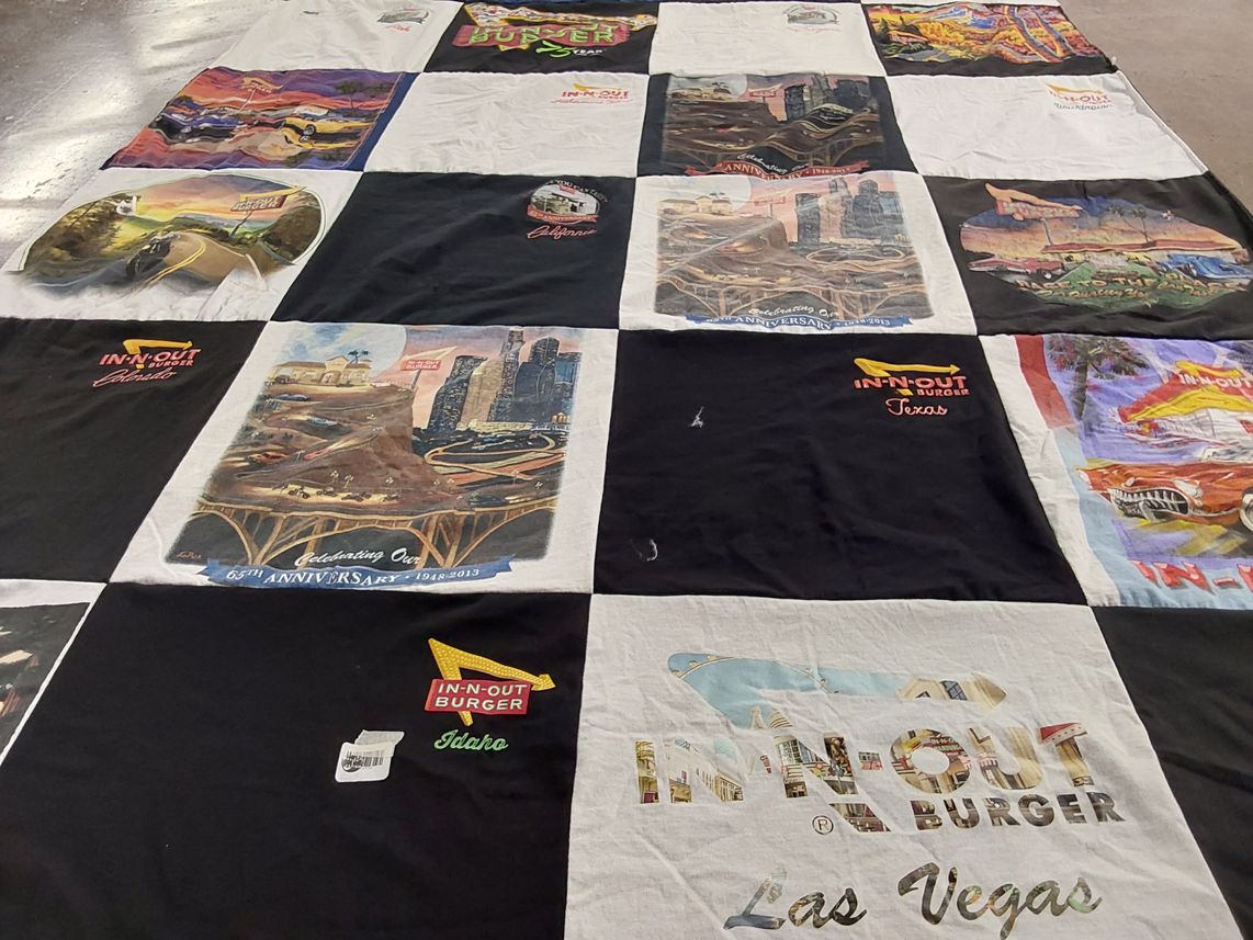 T-shirt quilt with food, restaurants themes by robert from MO