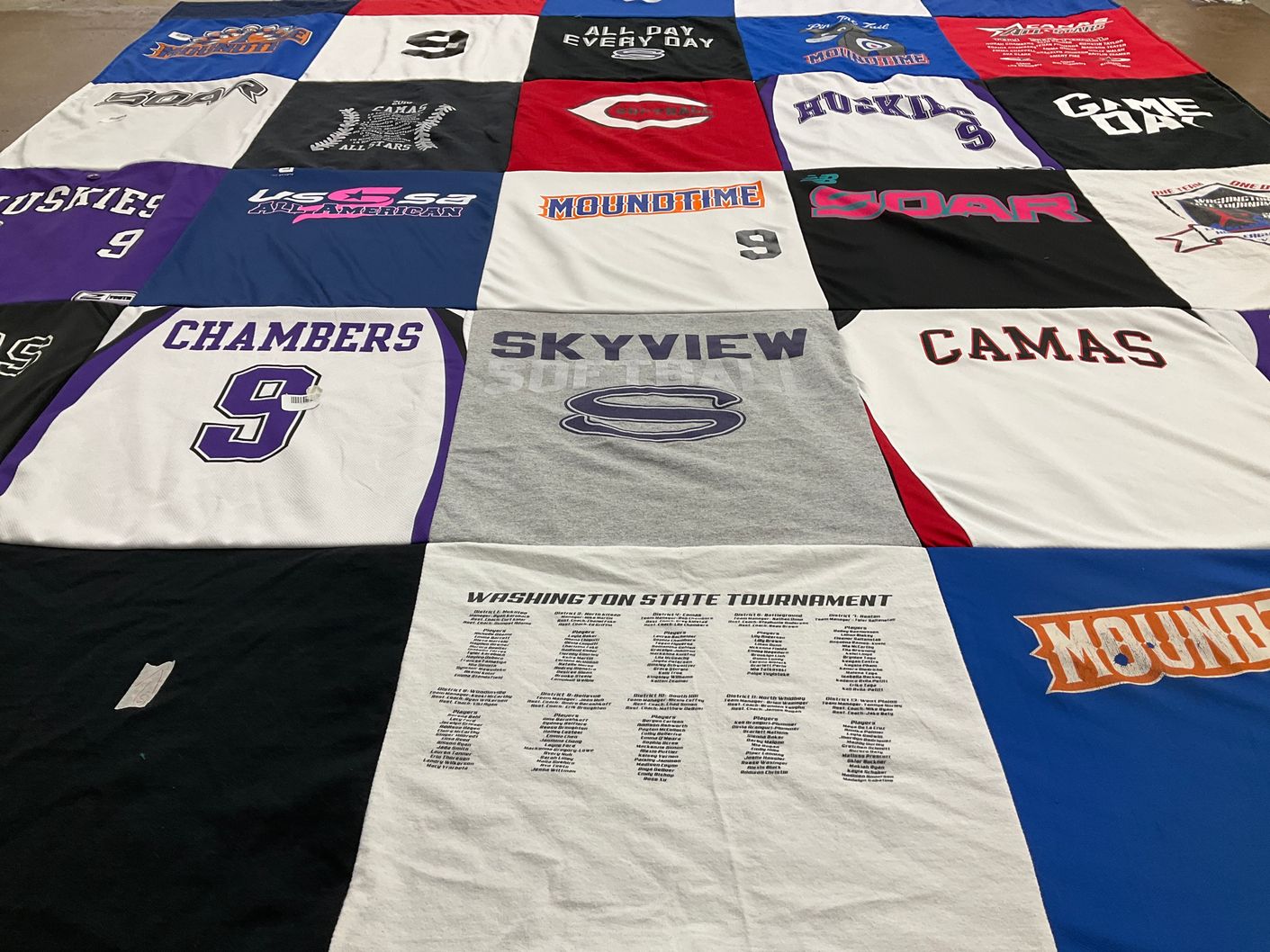 T-shirt quilt from skyview high school, camas high school by Lila from WA