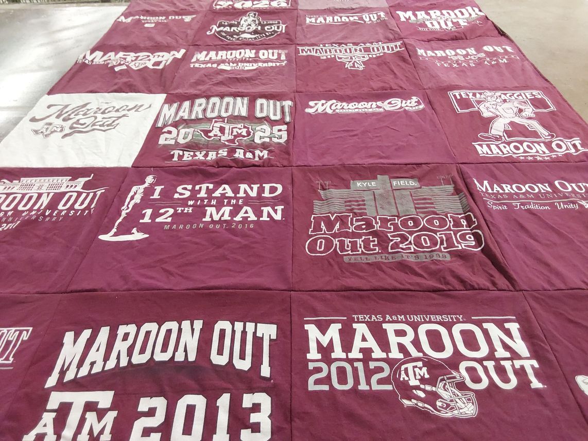 T-shirt quilt from texas a&m university by Rebecca from TX