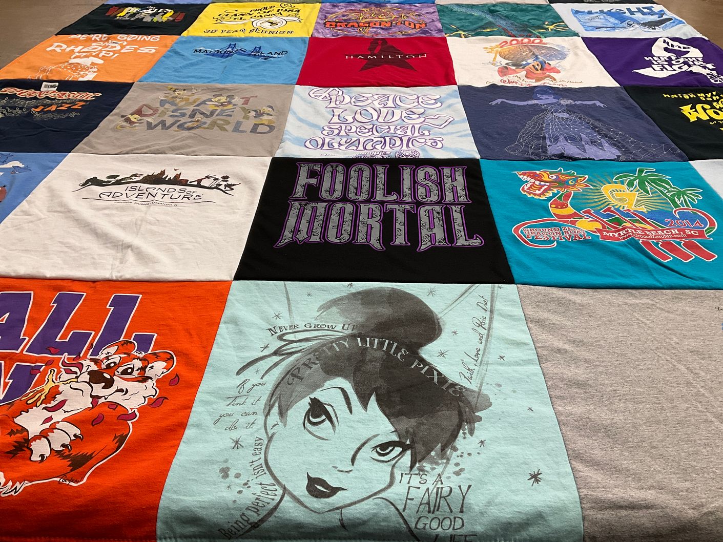 T-shirt quilt with disney, theme parks themes by Barbara from SC