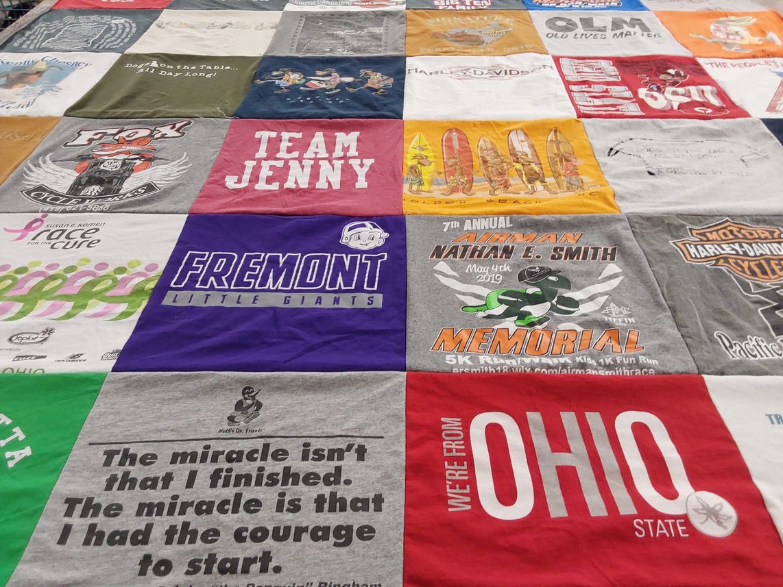 T-shirt quilt featuring ohio state university by Helen from OH