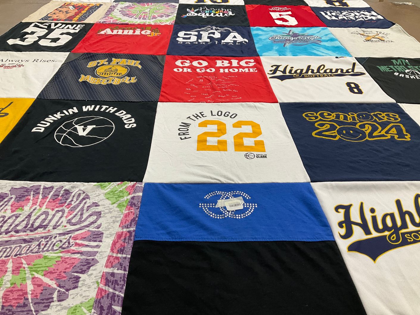 T-shirt quilt featuring highland softball by Shawn from MN