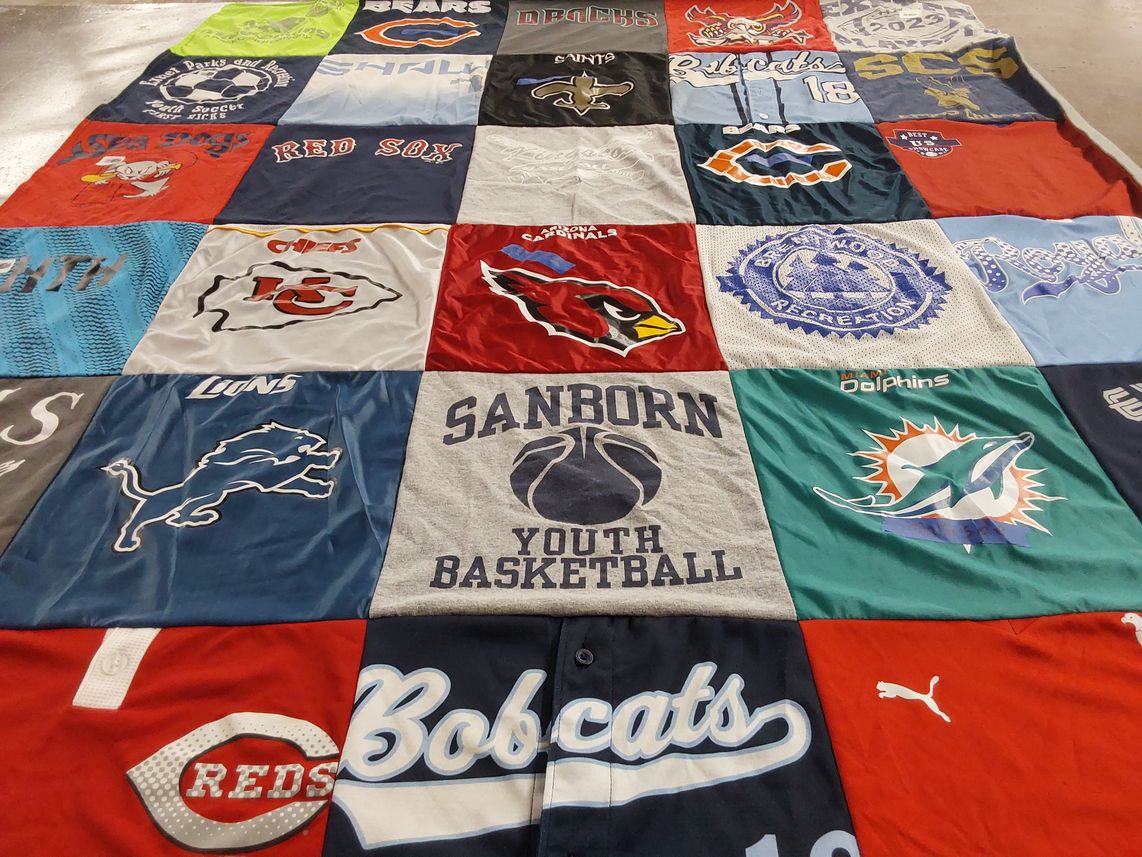 T-shirt quilt featuring chicago bears, kansas city chiefs by Audra from NH