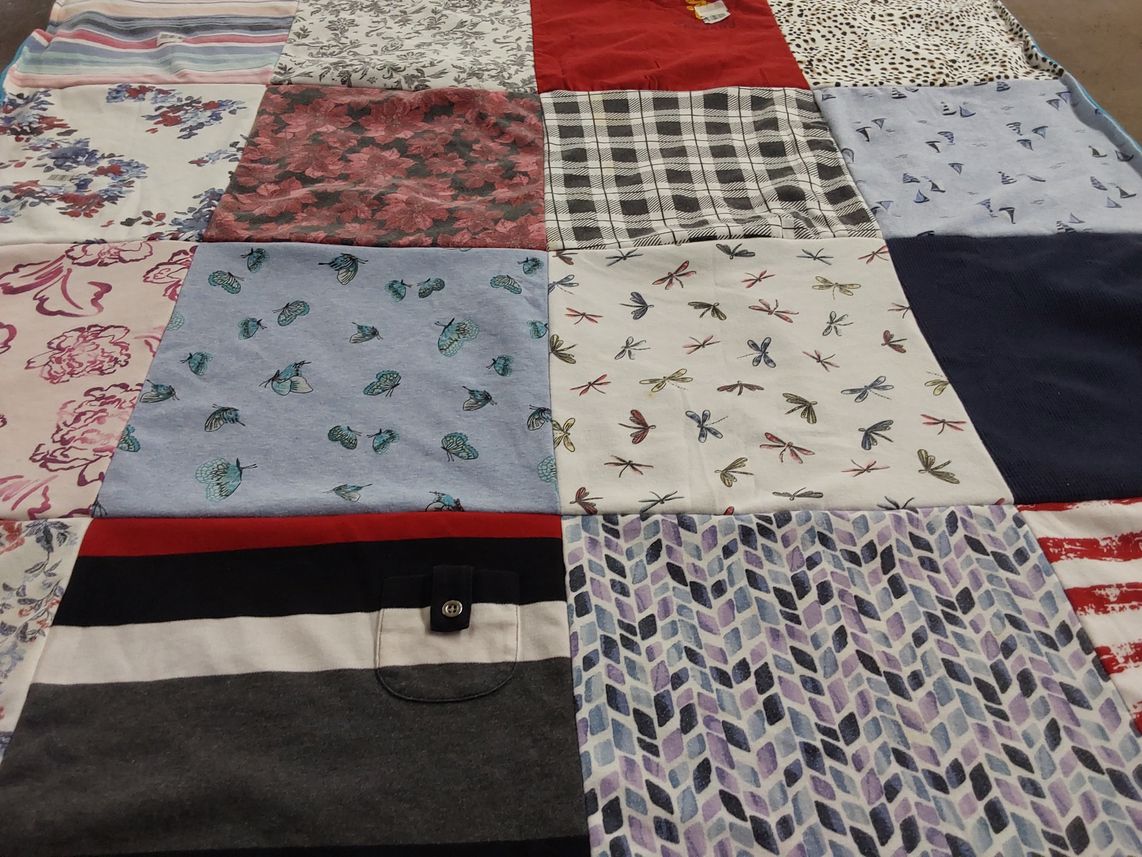 T-shirt quilt with sewing, crafting themes by Michelle from CA