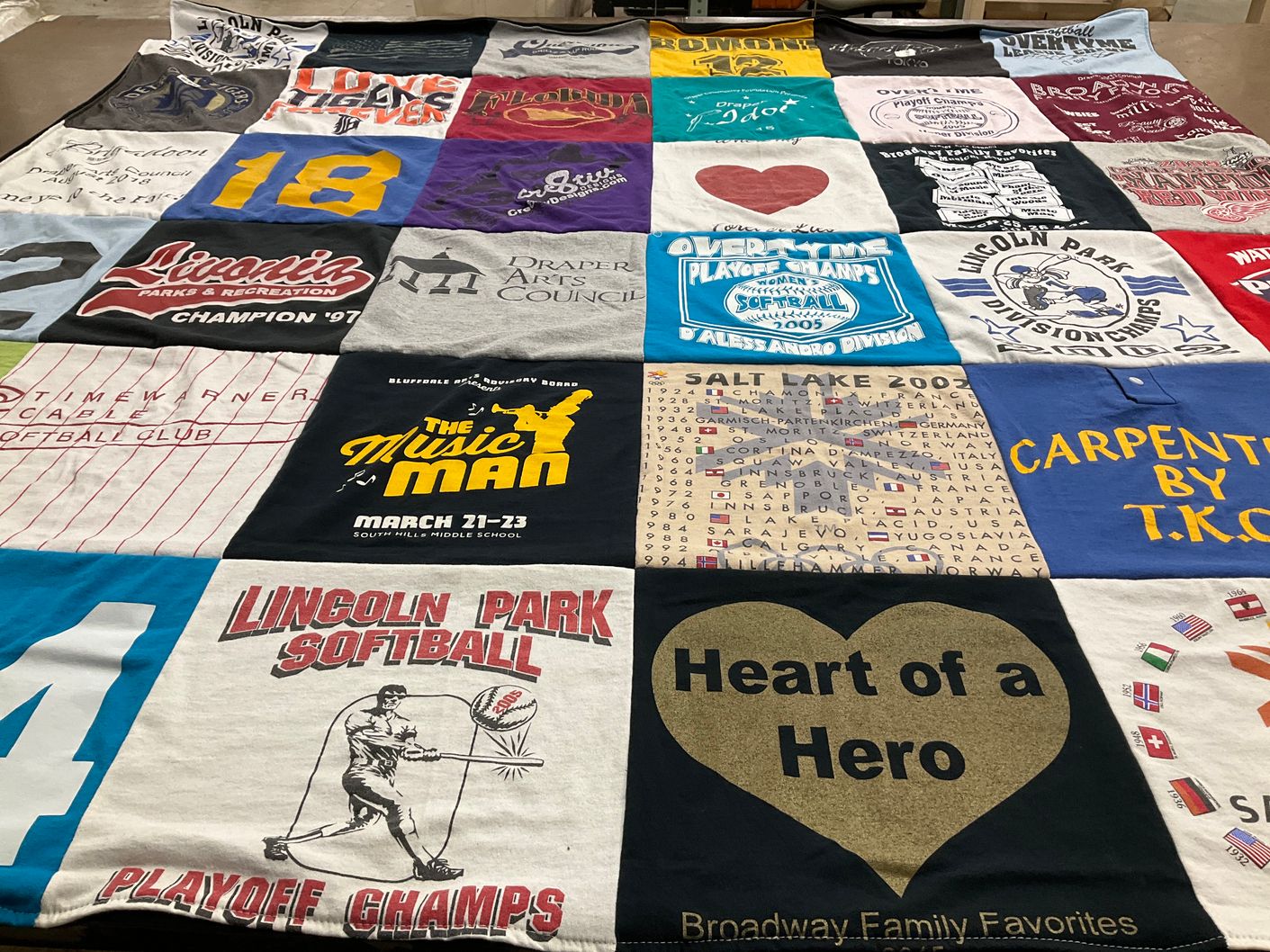 T-shirt quilt featuring lincoln park softball by Jocelyn from UT