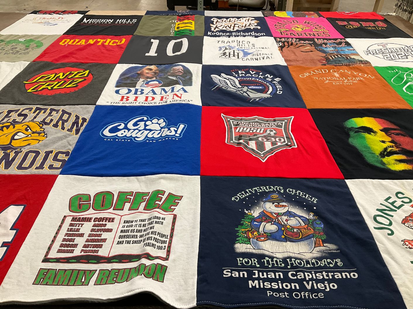 T-shirt quilt from california state university san marcos, western illinois university by Diane from CA
