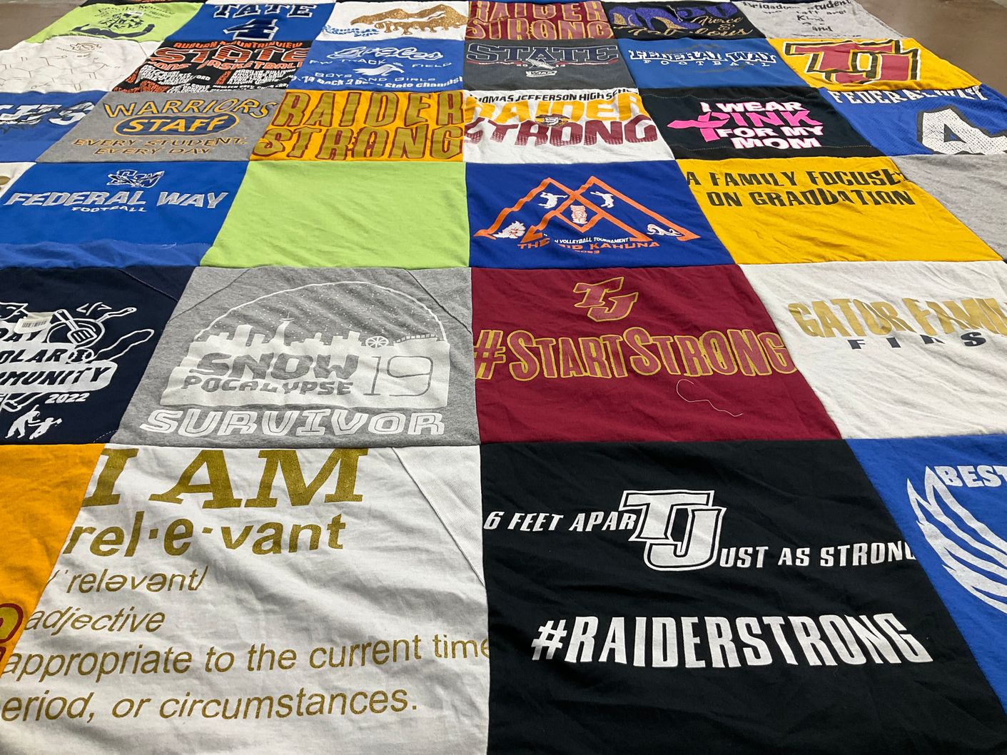T-shirt quilt from jefferson high school by Shawnte from WA