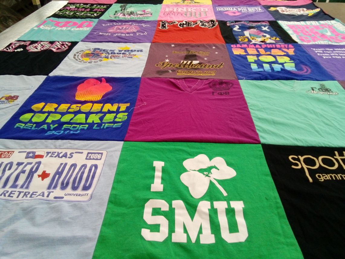 T-shirt quilt from southern methodist university by Mary Anne from CA