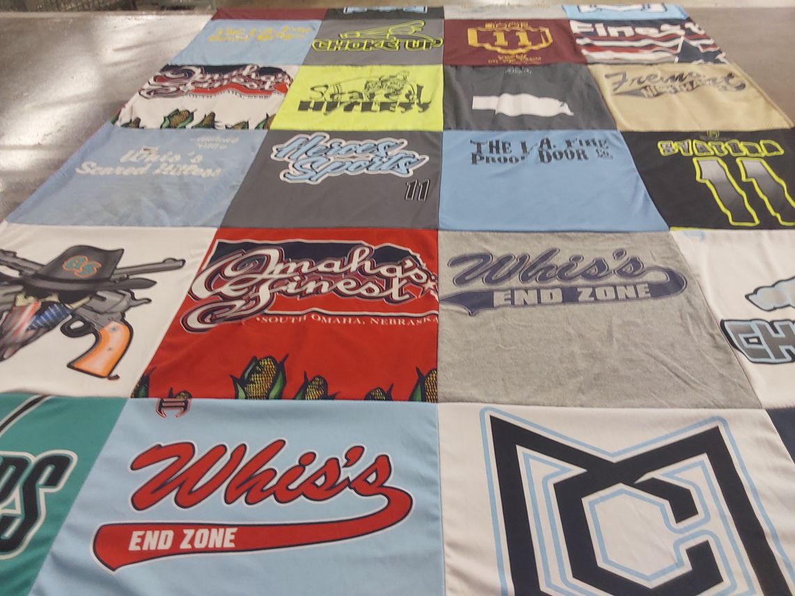 T-shirt quilt from south omaha high school by Beth from NE