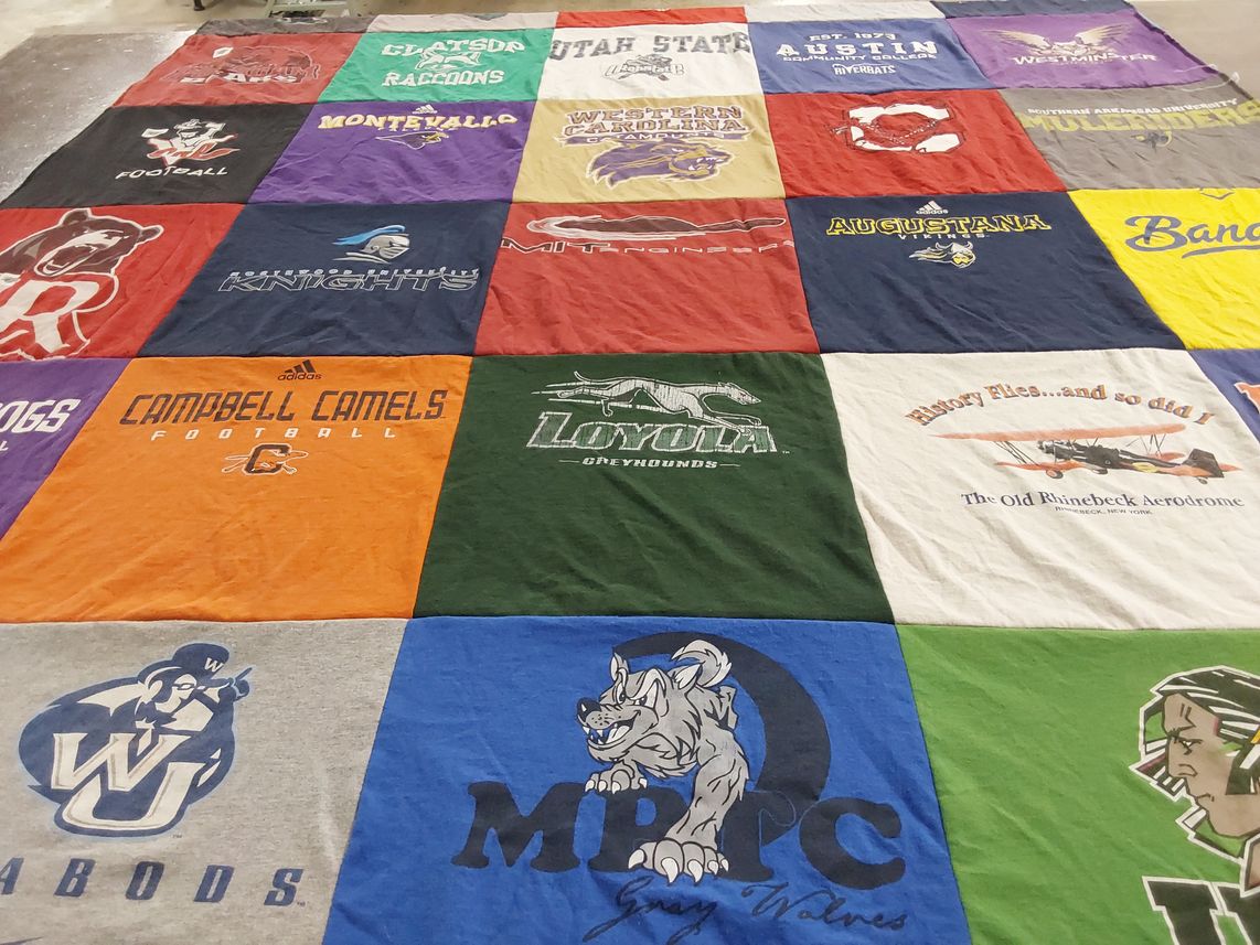 T-shirt quilt featuring campbell camels football, montevallo knights by Paul from GA