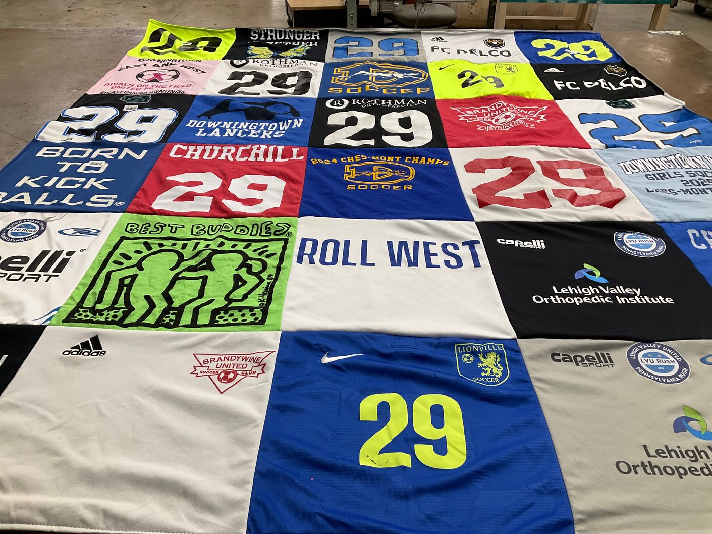 T-shirt quilt featuring downingtown lancers, brandywine united soccer club by Katie from PA
