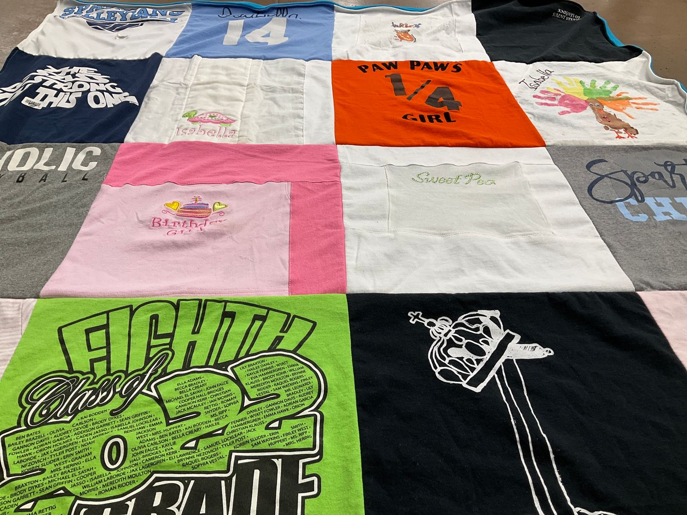T-shirt quilt with birthdays themes by Apryle from FL