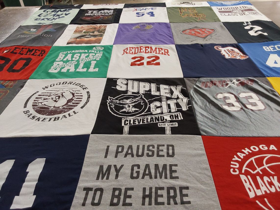 T-shirt quilt featuring cuyahoga black basketball by Jessica from OH