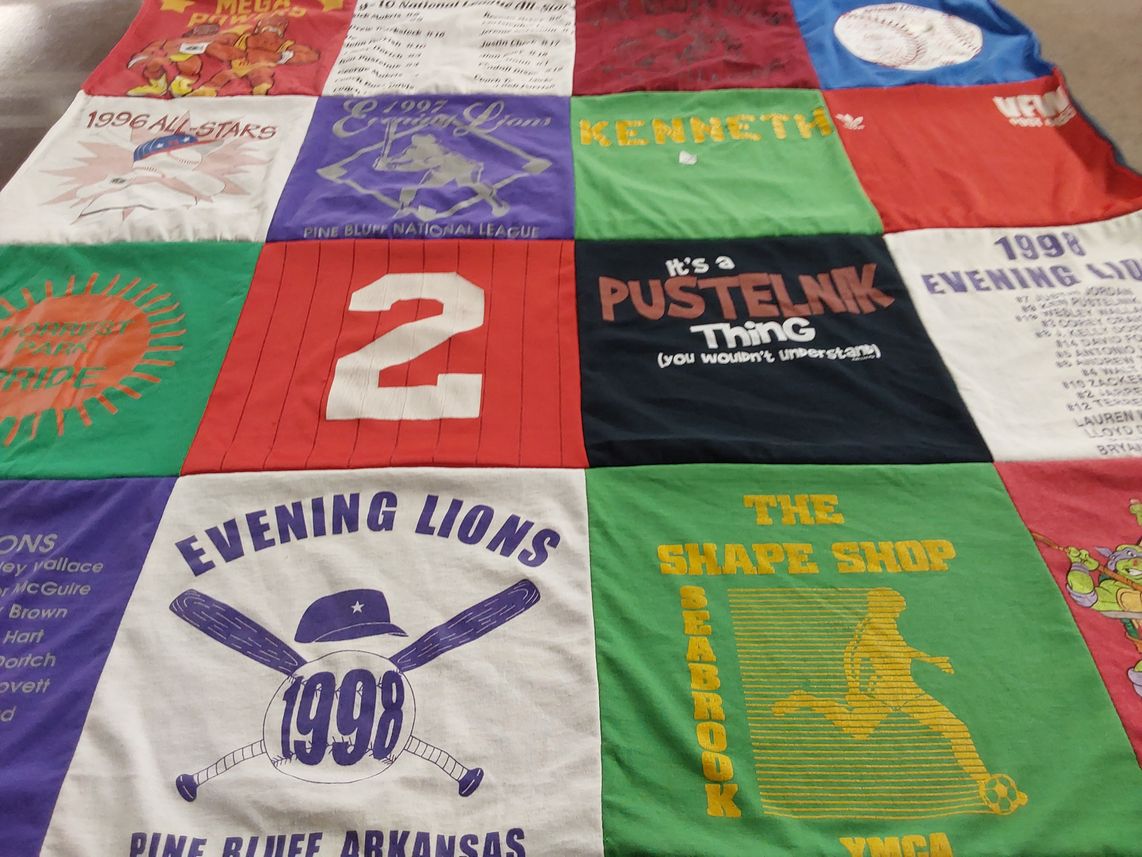 T-shirt quilt featuring evening lions by Sandra from AR