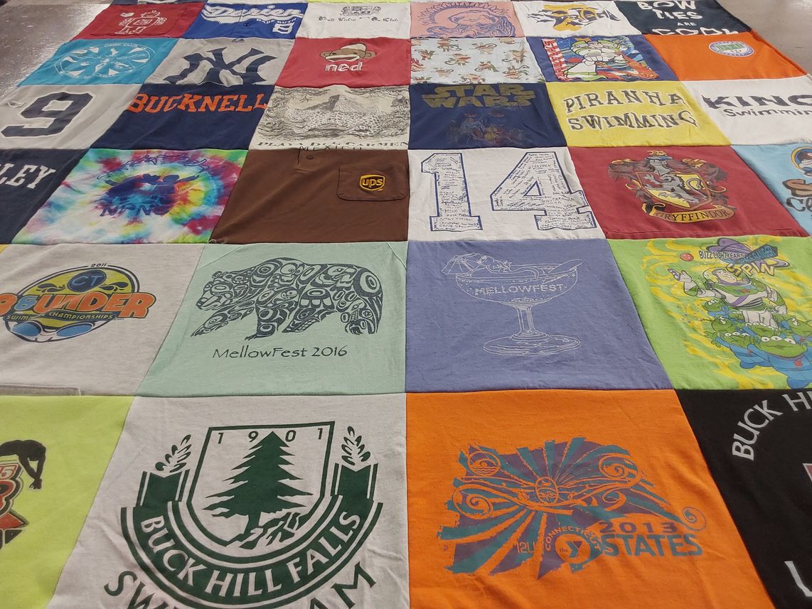 T-shirt quilt featuring buck hill falls swimming team by Alison from CT
