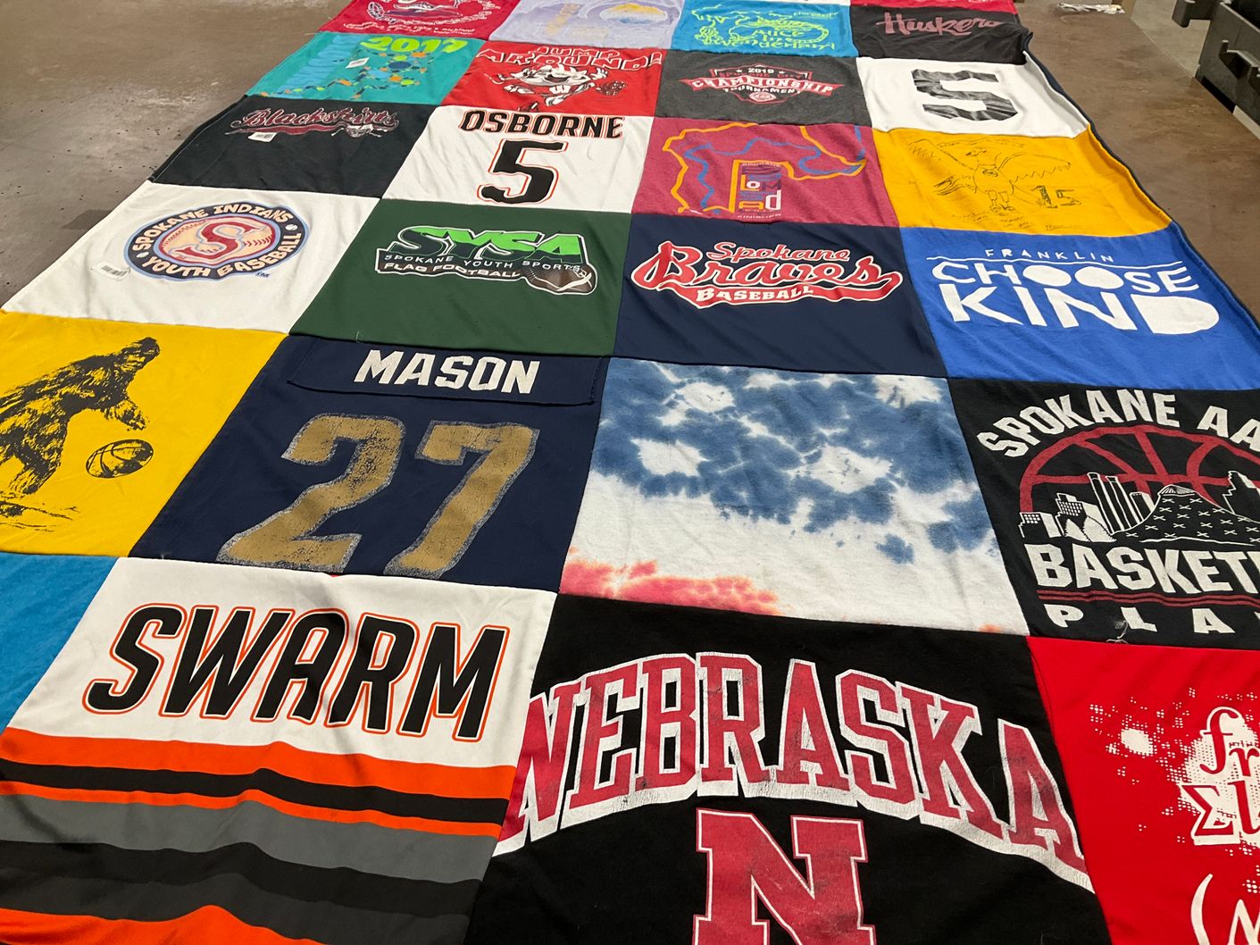 T-shirt quilt featuring spokane braves, spokane aa basketball by Rebecca from WA