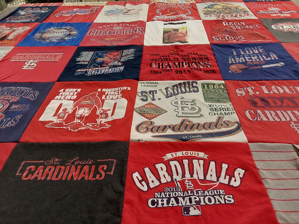 T-shirt quilt featuring st. louis cardinals by Nancy from MO