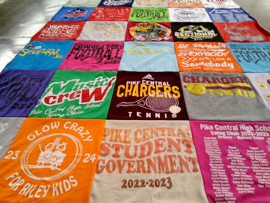 T-shirt quilt featuring pike central chargers by Kristi from IN
