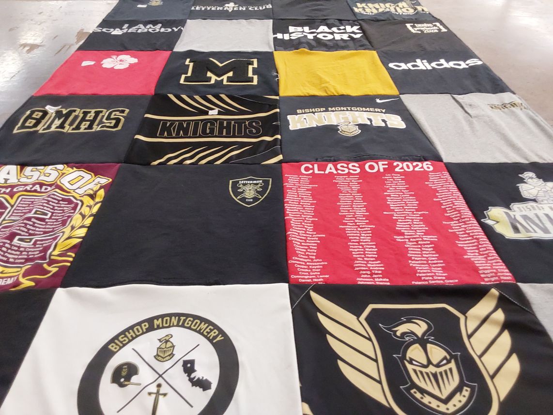 T-shirt quilt featuring bishop montgomery knights by Joni from CA