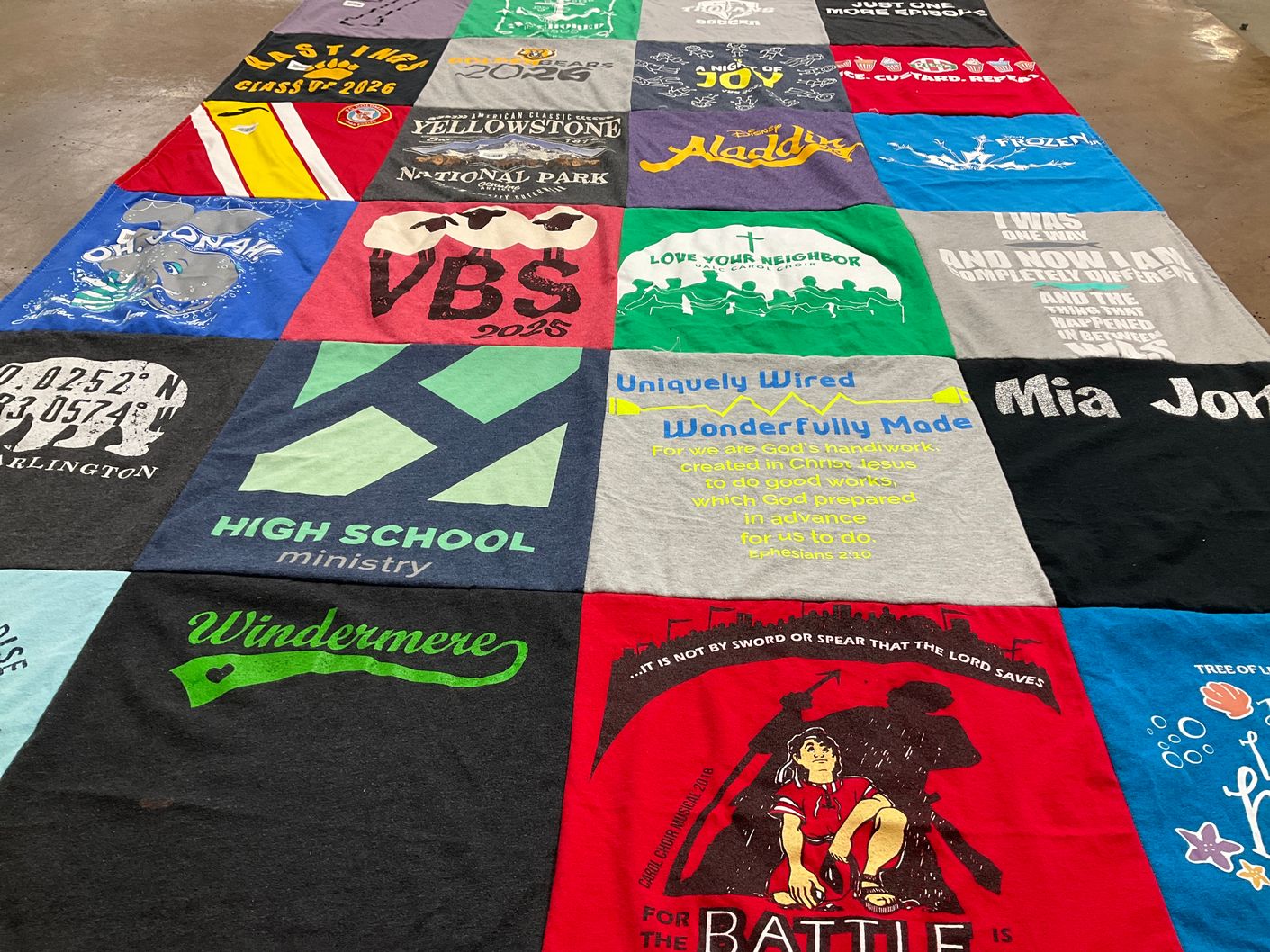 T-shirt quilt with camping, nature themes by Colleen from OH