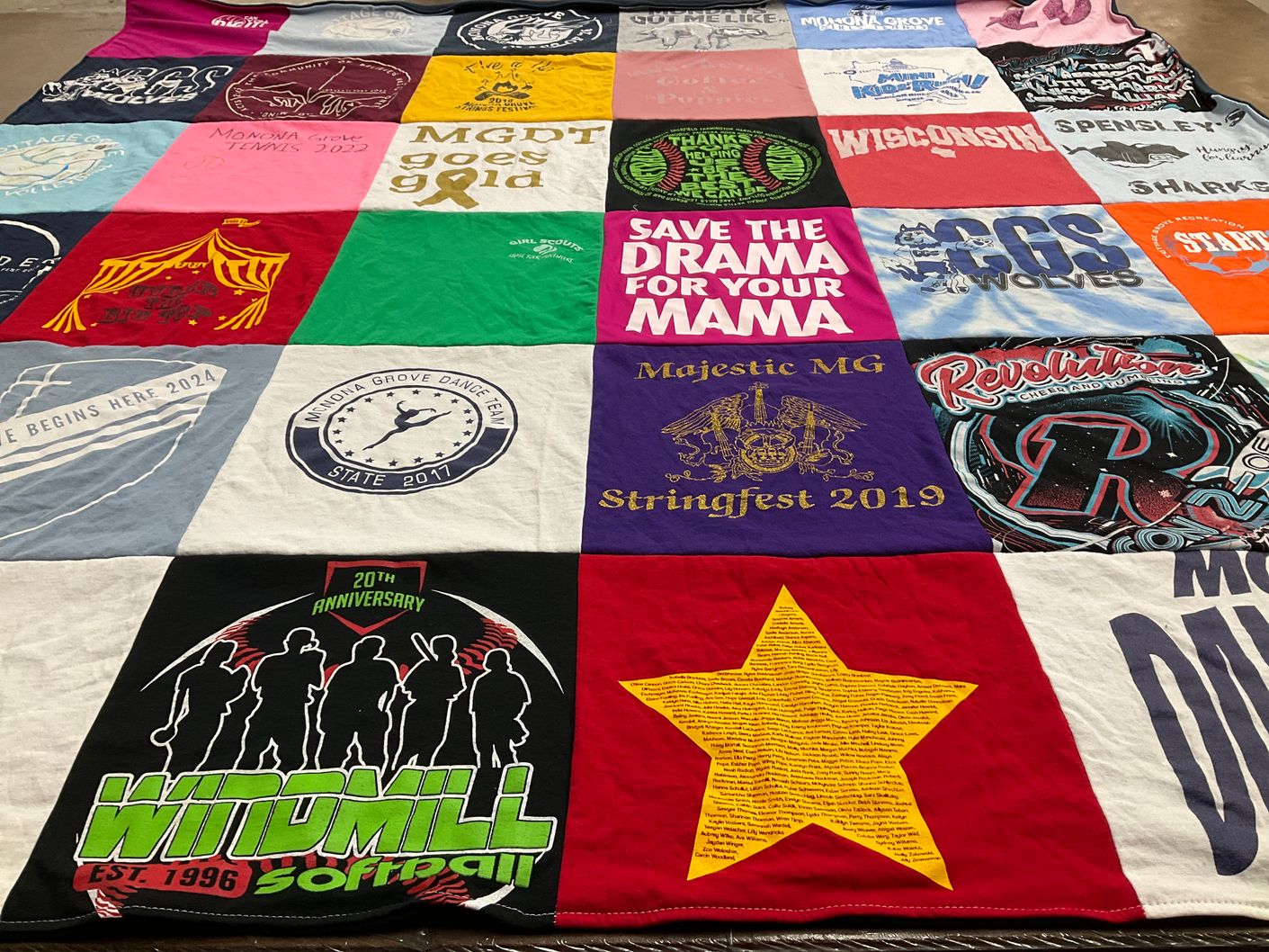 T-shirt quilt from monona grove high school by Kristin from WI
