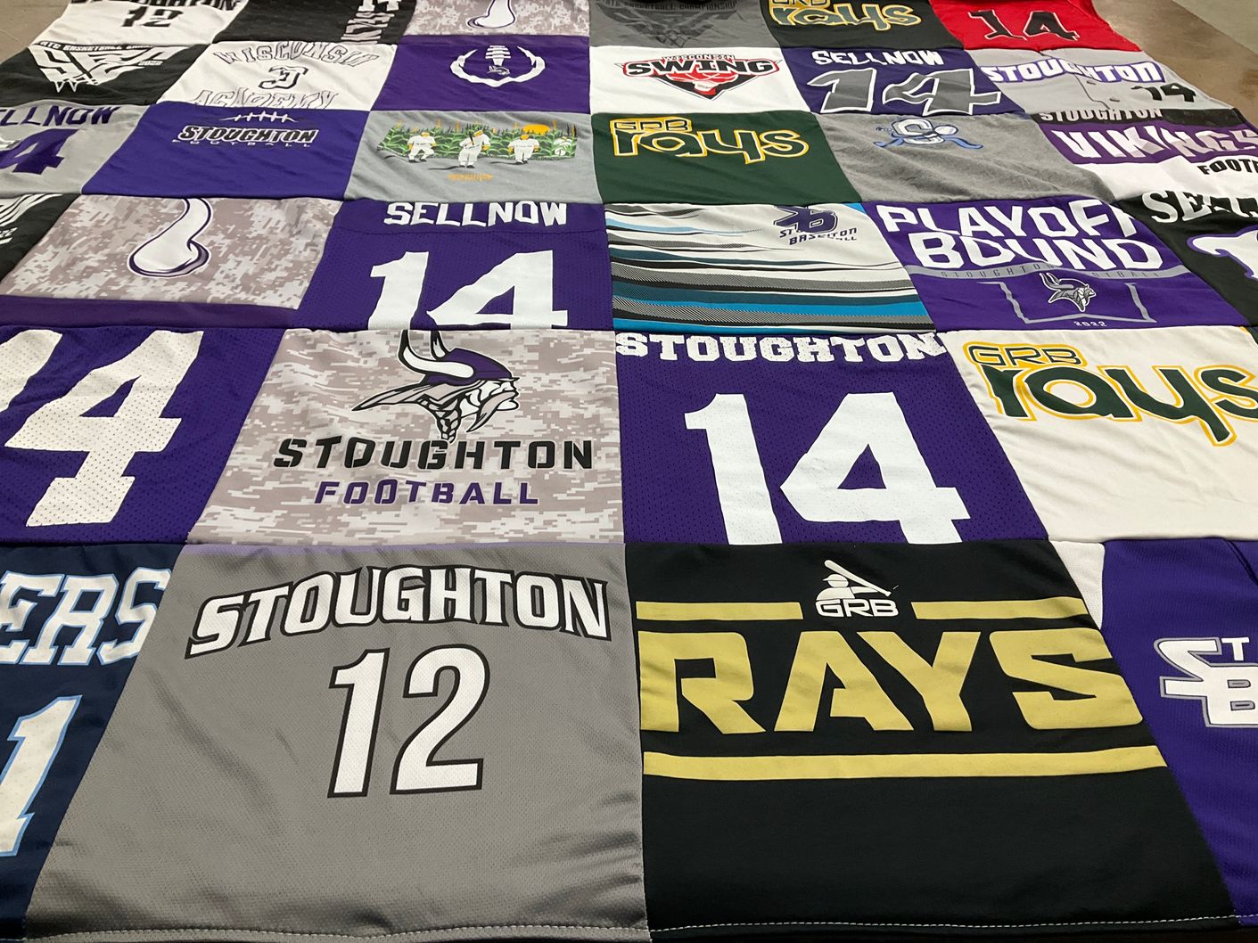 T-shirt quilt featuring stoughton football by Fauna from WI