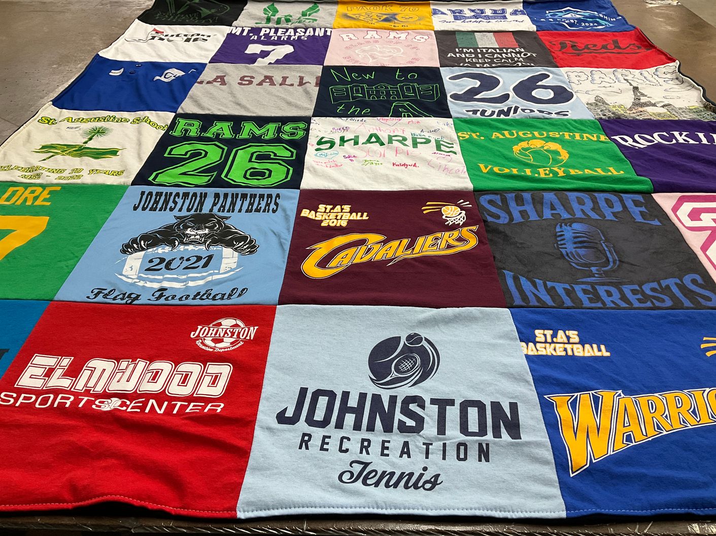 T-shirt quilt featuring johnston panthers, cavaliers by Sherri from RI