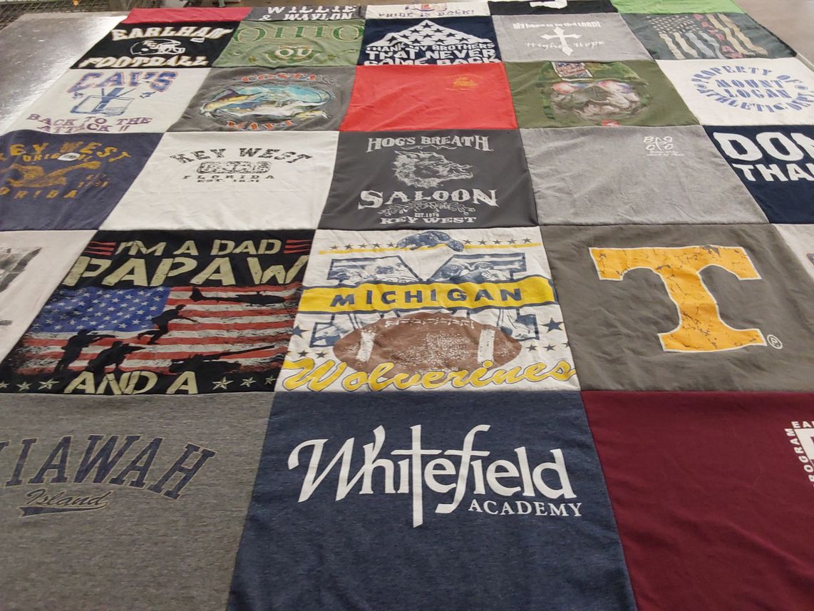 T-shirt quilt featuring tennessee university, michigan wolverines by Christy from GA