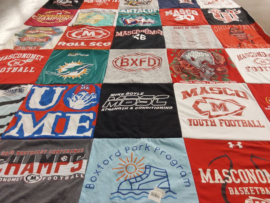 T-shirt quilt featuring masconomet football, masconomet basketball by Laurie from MA
