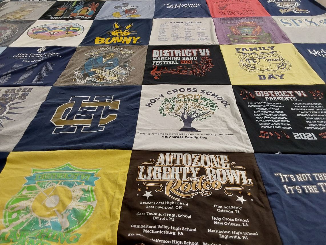 T-shirt quilt from holy cross school by Diane from LA